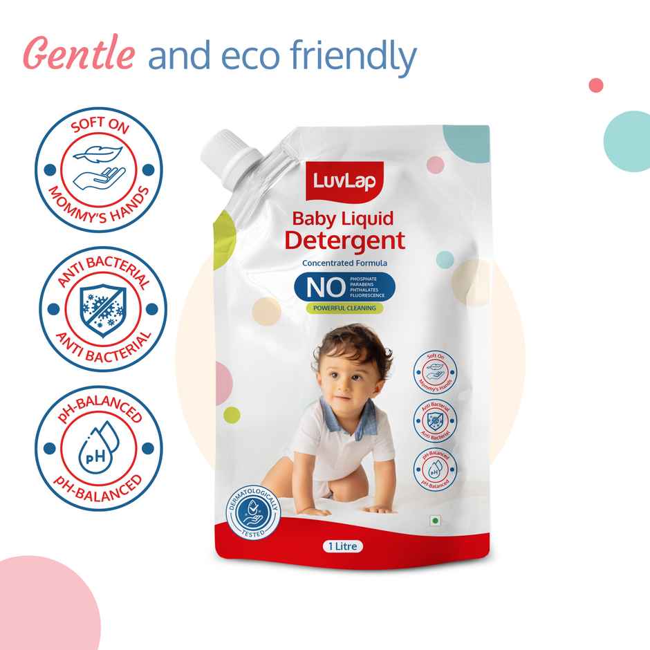 LuvLap Baby Laundry Detergent Refill pack- 1000ml, Safe for baby skin, Enriched in Aloe Vera