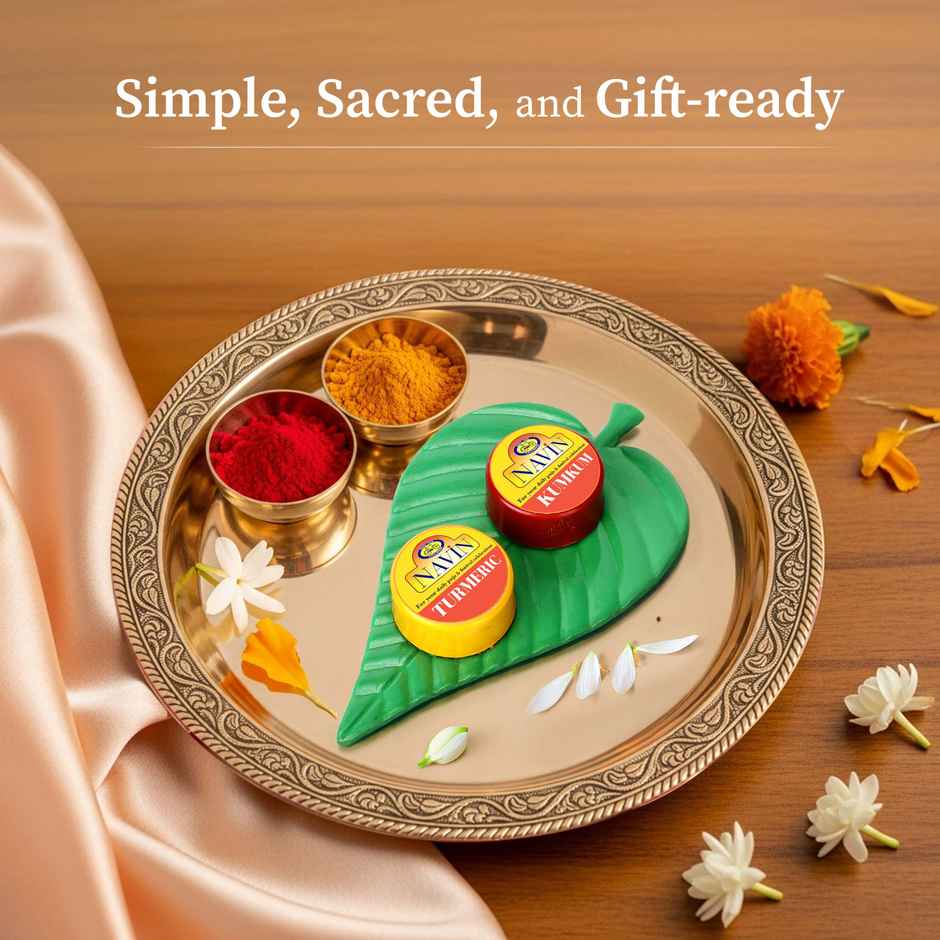 Pure Om Shanthi Leaf-Style Tambulam Kit with Kumkum & Turmeric - Pack of 10 | Cycle