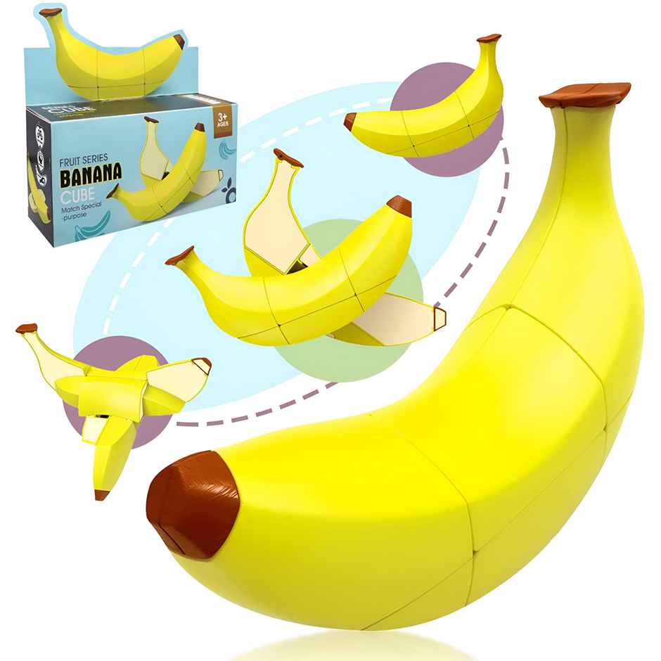 Toyshine Banana-shaped Magic Speed Cube 3x3 - Stress Relief & Brain Puzzle | Ages 3+