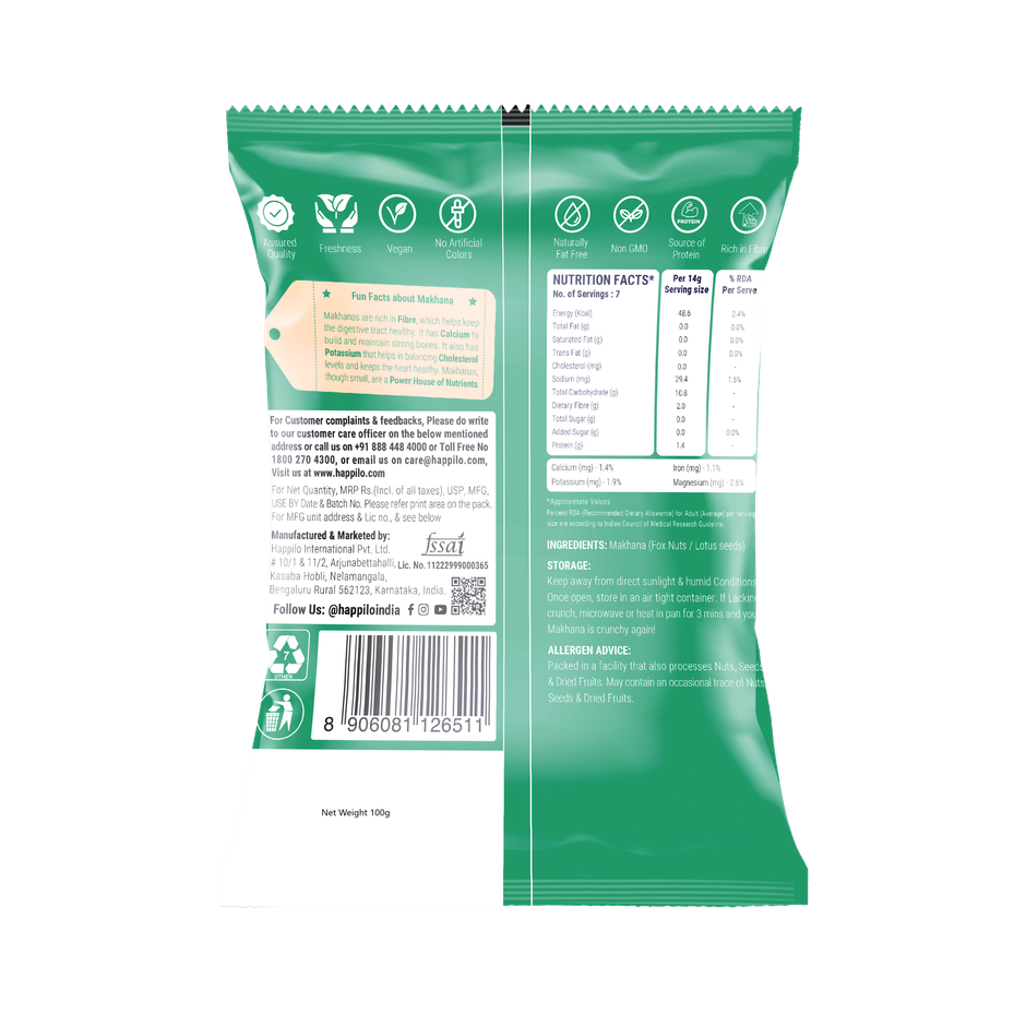 Happilo Jumbo Makhana | Foxnut | Ideal for Fasting | Healthy Snacks | Vrat