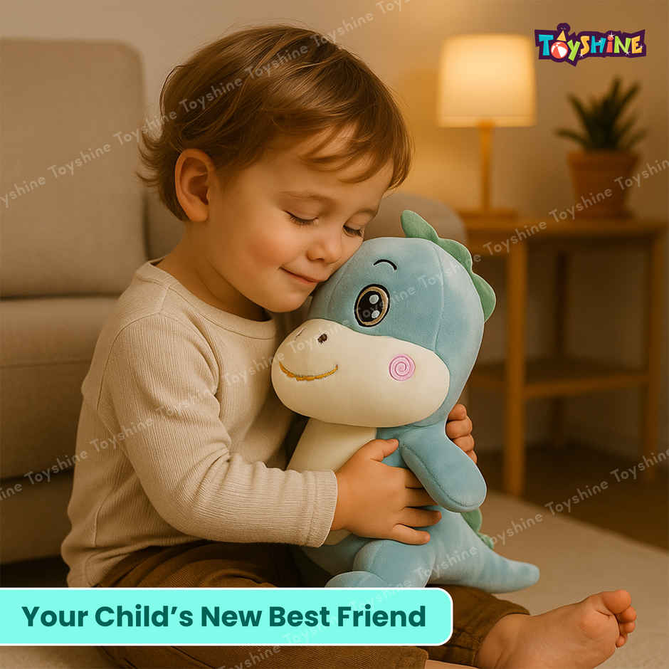 Spanker Dinosaur Soft Toy | Cute Plush Dino for Kids & Room Decor | Blue - 28 cm