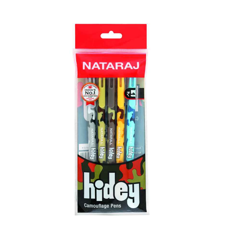 Nataraj Hidey Camouflage Pen| Long Writing | Smudge Resistant | Fine Tip | 5 Pcs