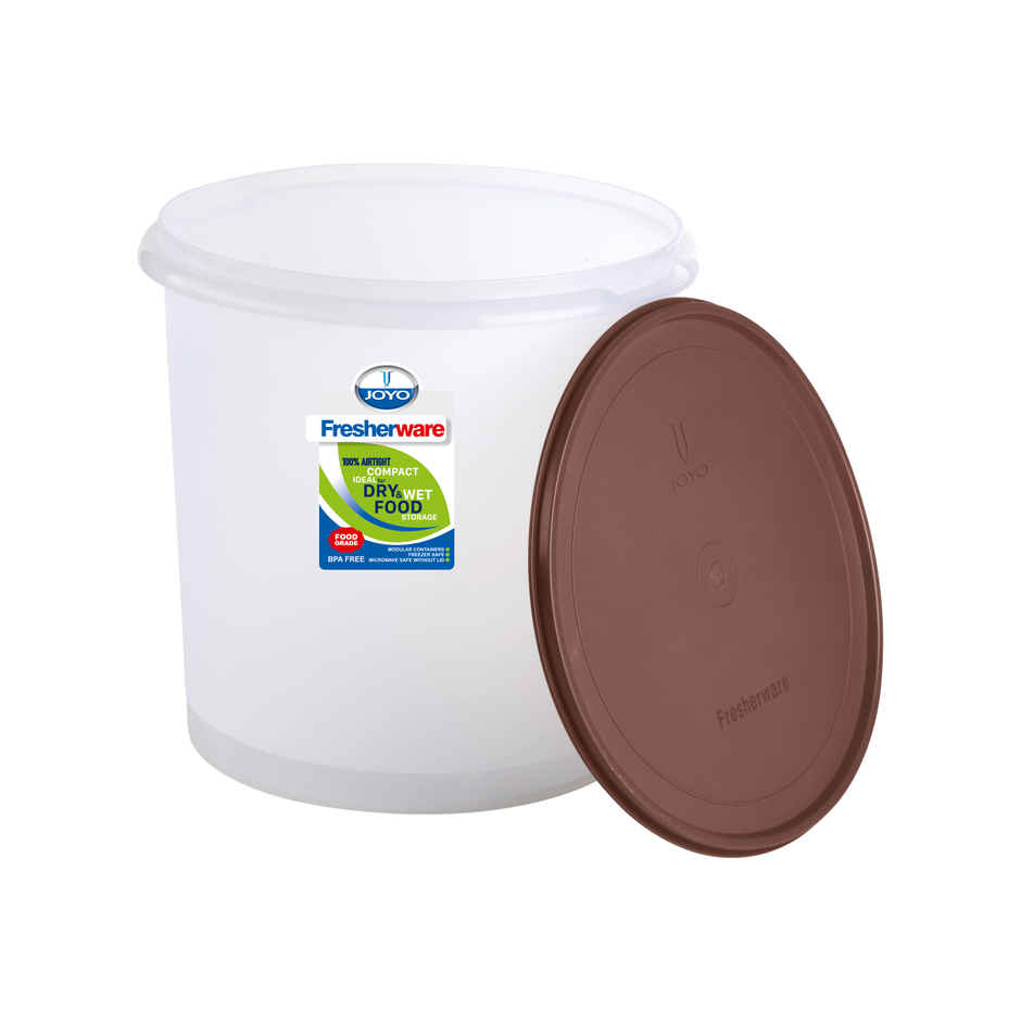 Joyo Fresherware Round Plastic Containers|Bpa Free|For Rice, Dal, Atta & Flour-15 Ltr-Assorted
