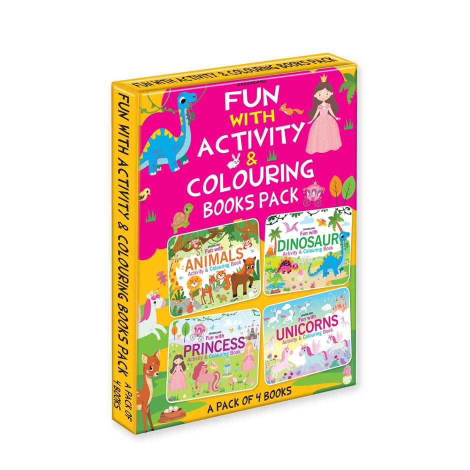 Dreamland Fun with Activity & Colouring Books Pack of 4 |Gift for kid | Gift Pack | Books for kid, 256 Pages