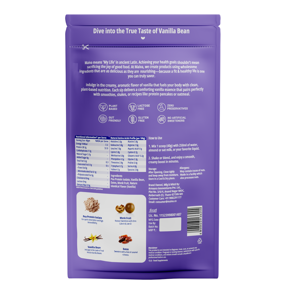 Maiva Pro Plant Protein Powder - Kerala Vanilla Bean