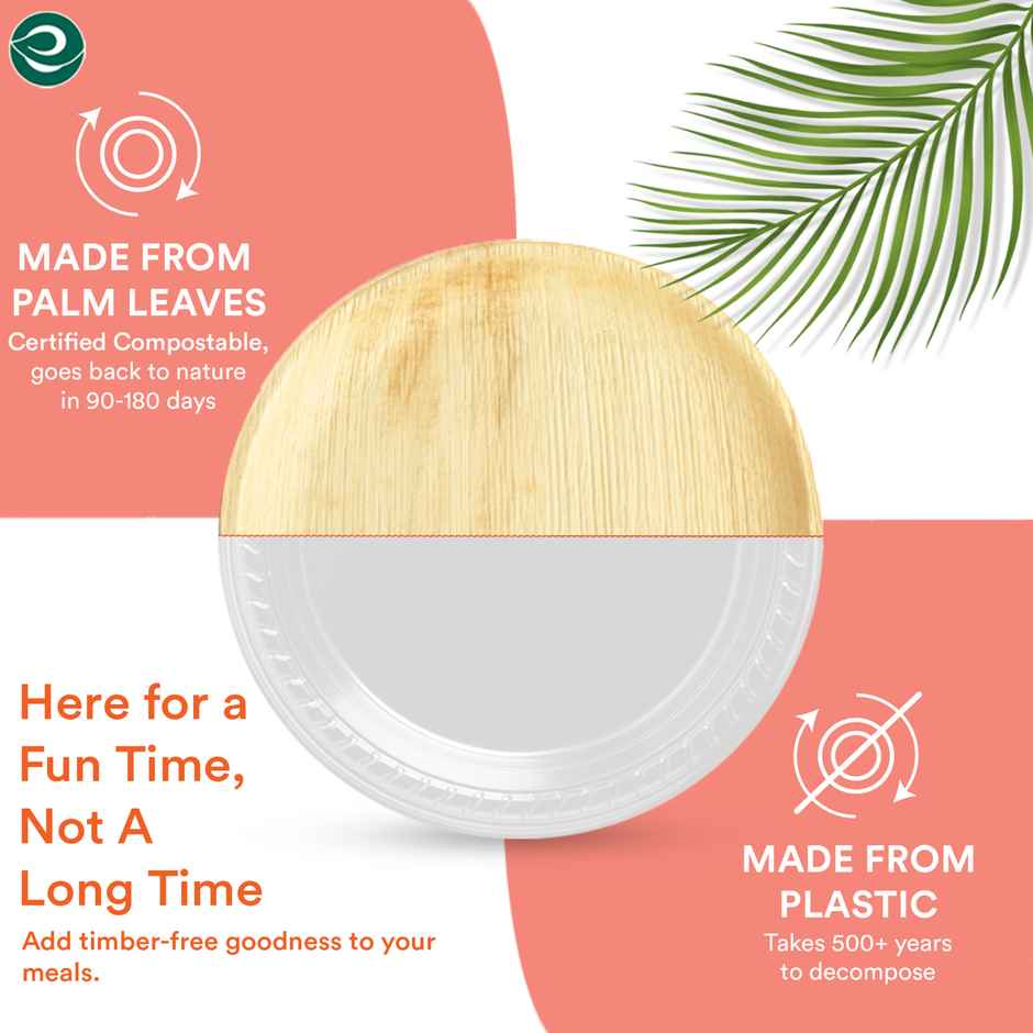 Palm Leaf Plate | Round | 8 inch | 10 Count | Eco Soul