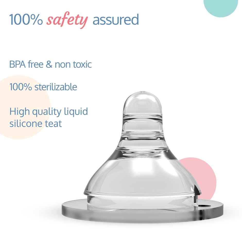 LuvLap Wide Neck Bottle with Anti-Colic Nipple, Soft & Flexible Silicone, 6m+, Fast Flow, BPA Free