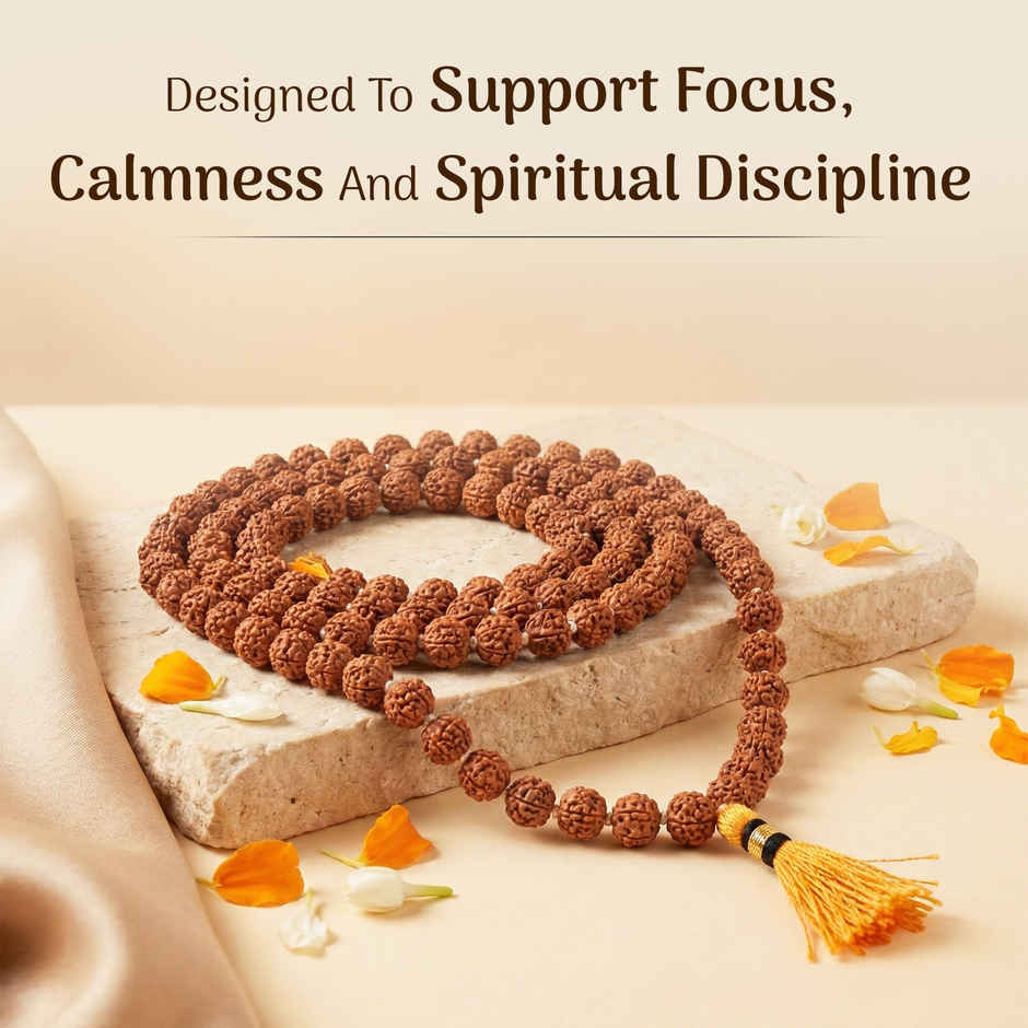 Panchmukhi Rudraksha Japa Mala | 8 mm | 108 Beads | Meditation & Puja | Cycle