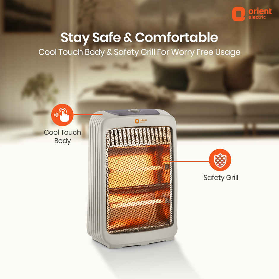 Orient Electric Stark Quartz Room Heater|800W Power|2 Heating Rods|1 Year Warranty|800 Watts| White