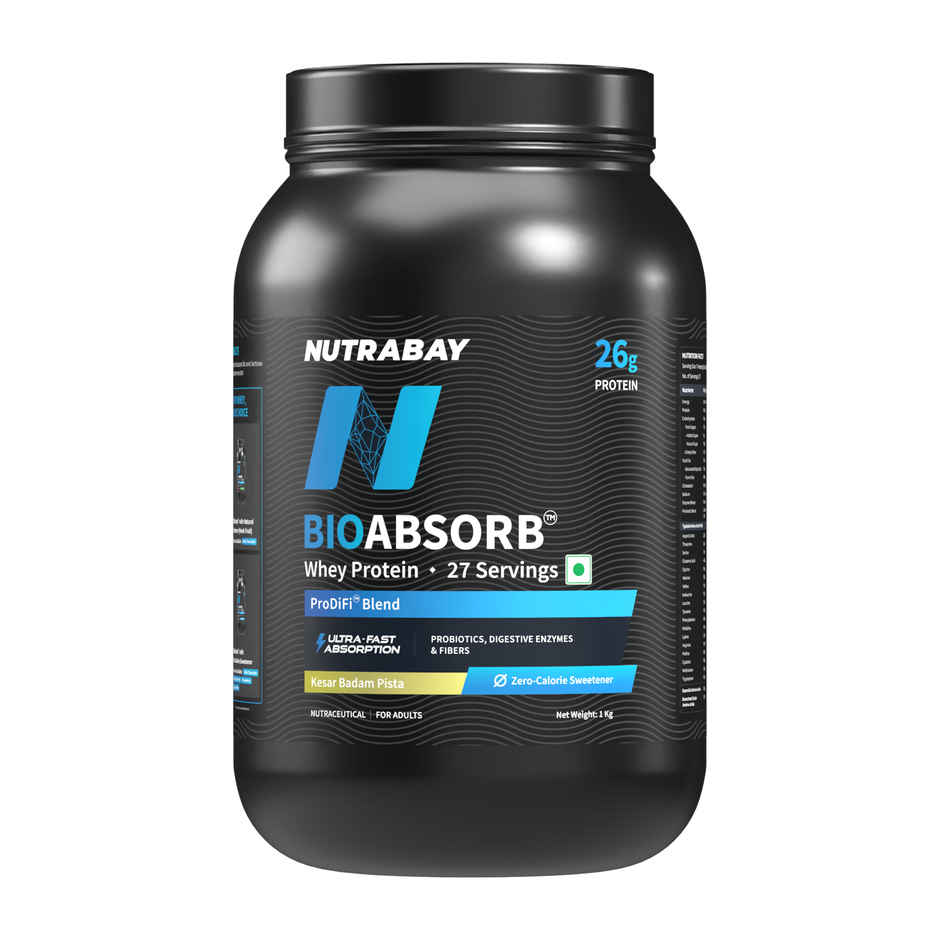 Nutrabay BioAbsorb Whey Protein Powder - Kesar Badam Pista
