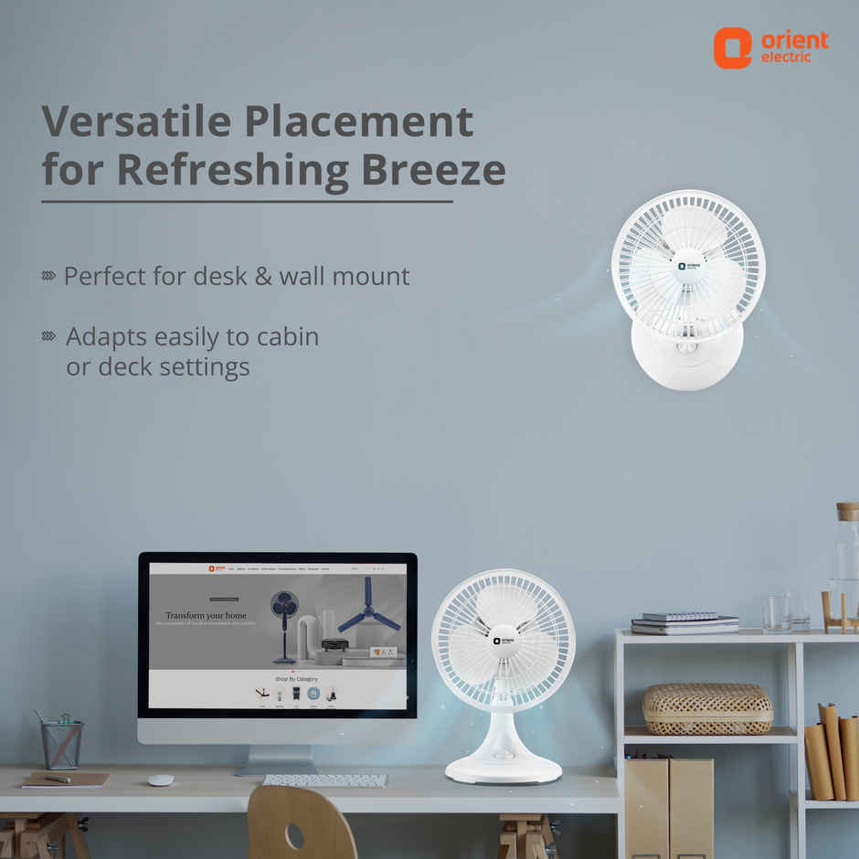 Orient Electric PP Plastic Zippy Pro Table Fan, 225mm, White