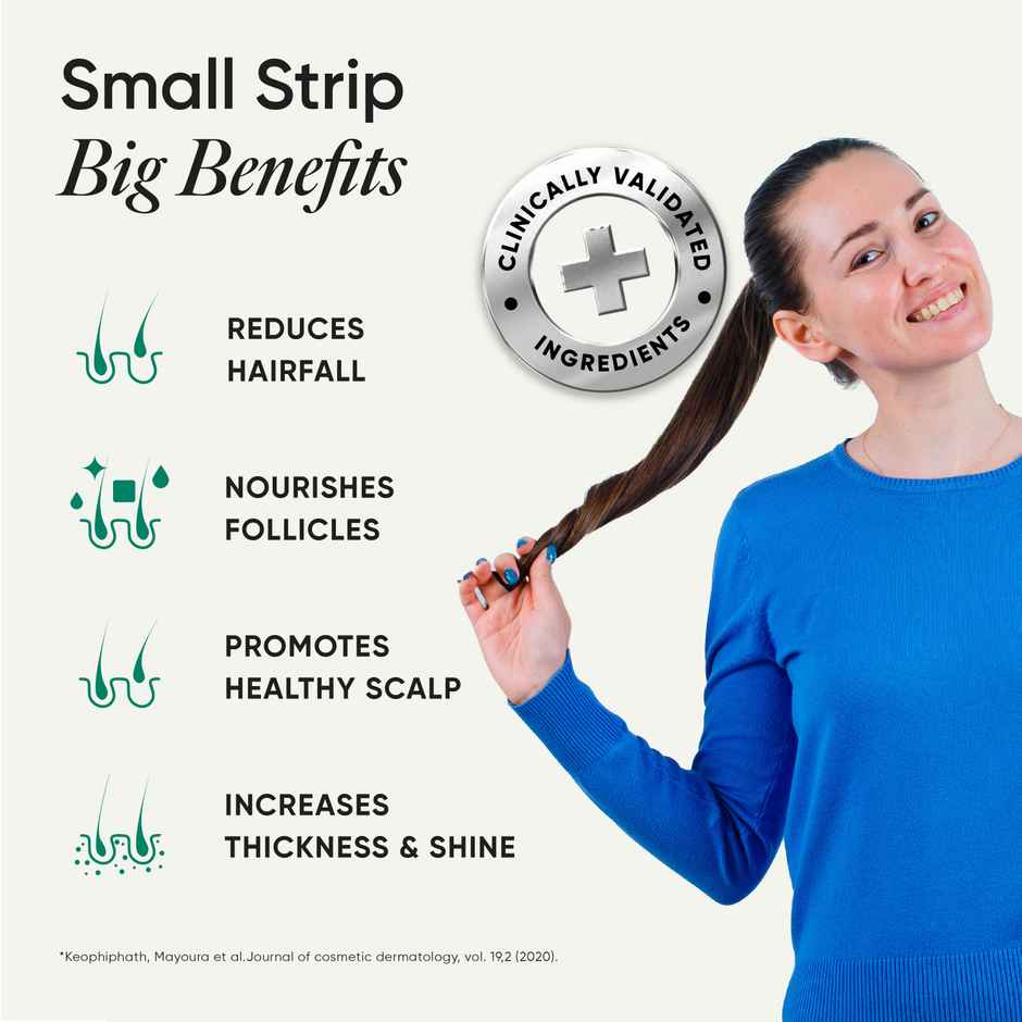 Wellbeing Nutrition Melts Hair Fall Control, Keranat & Zinc Plant-Based Improve Volume (30 Strips)