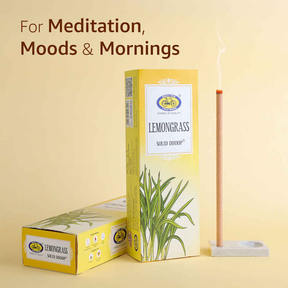 Pure Lemongrass Bambooless Solid Dhoop Stick | 6 Inch | 50 Sticks Pack | Cycle
