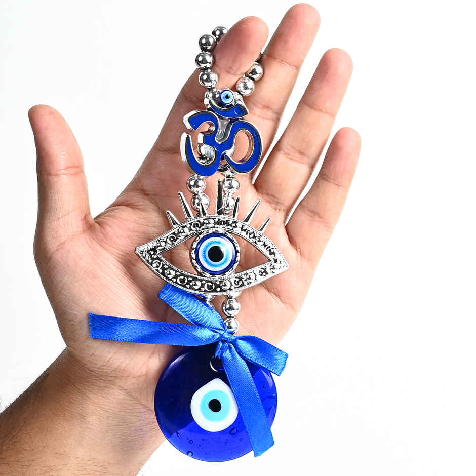 HINDCRAFT Om Evil Eye Hanging Blue Pendant Spiritual Protection Amulet for Home and Car