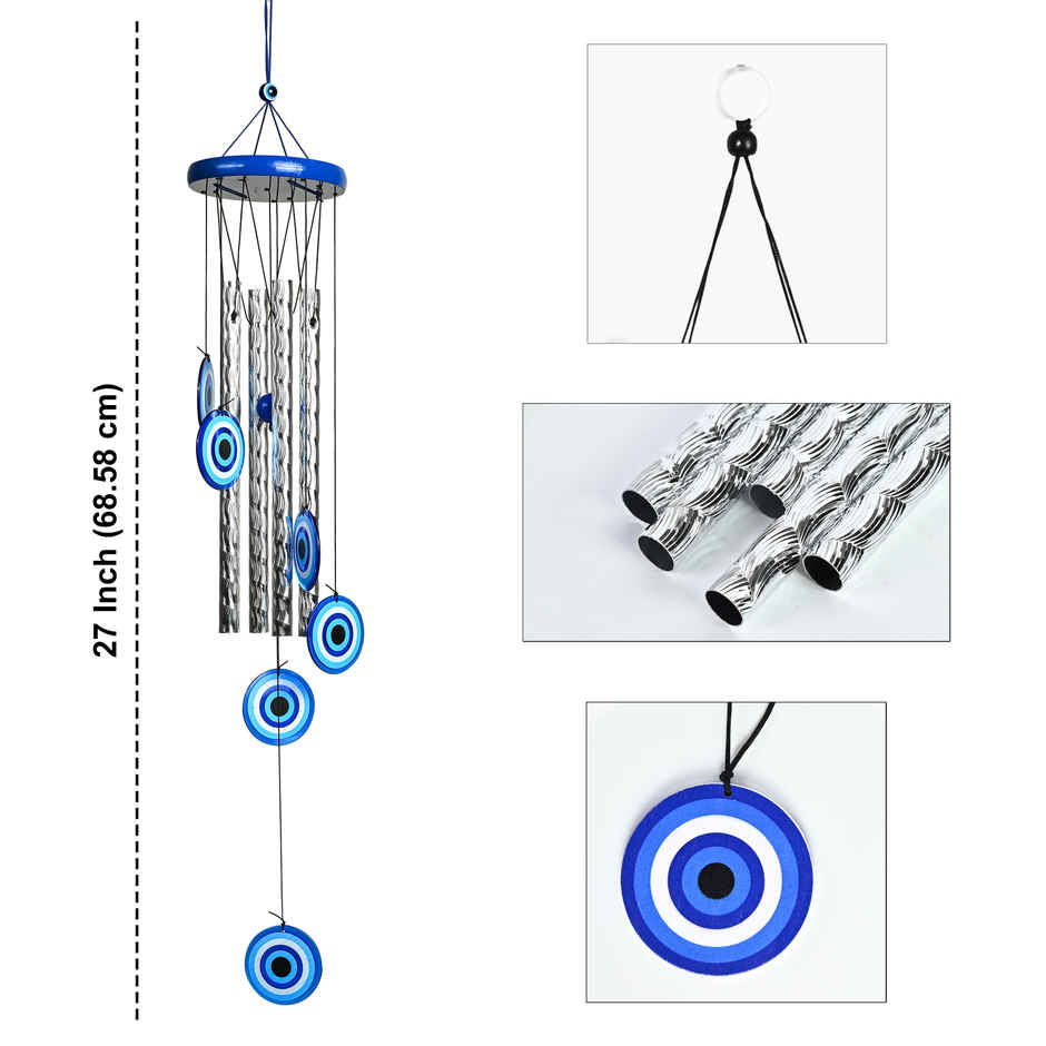 HINDCRAFT Evil Eye Wind Chimes for Home and Garden Spiritual Protection and Positive Energy Decor