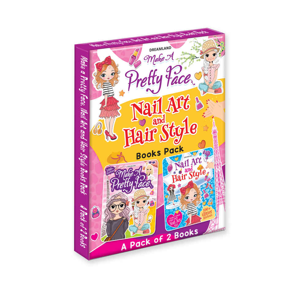 Make A Pretty Face And Nail Art, Hair Style 2 Books Gift Pack|Books For Kid|Gift For Girl, 88 Pages