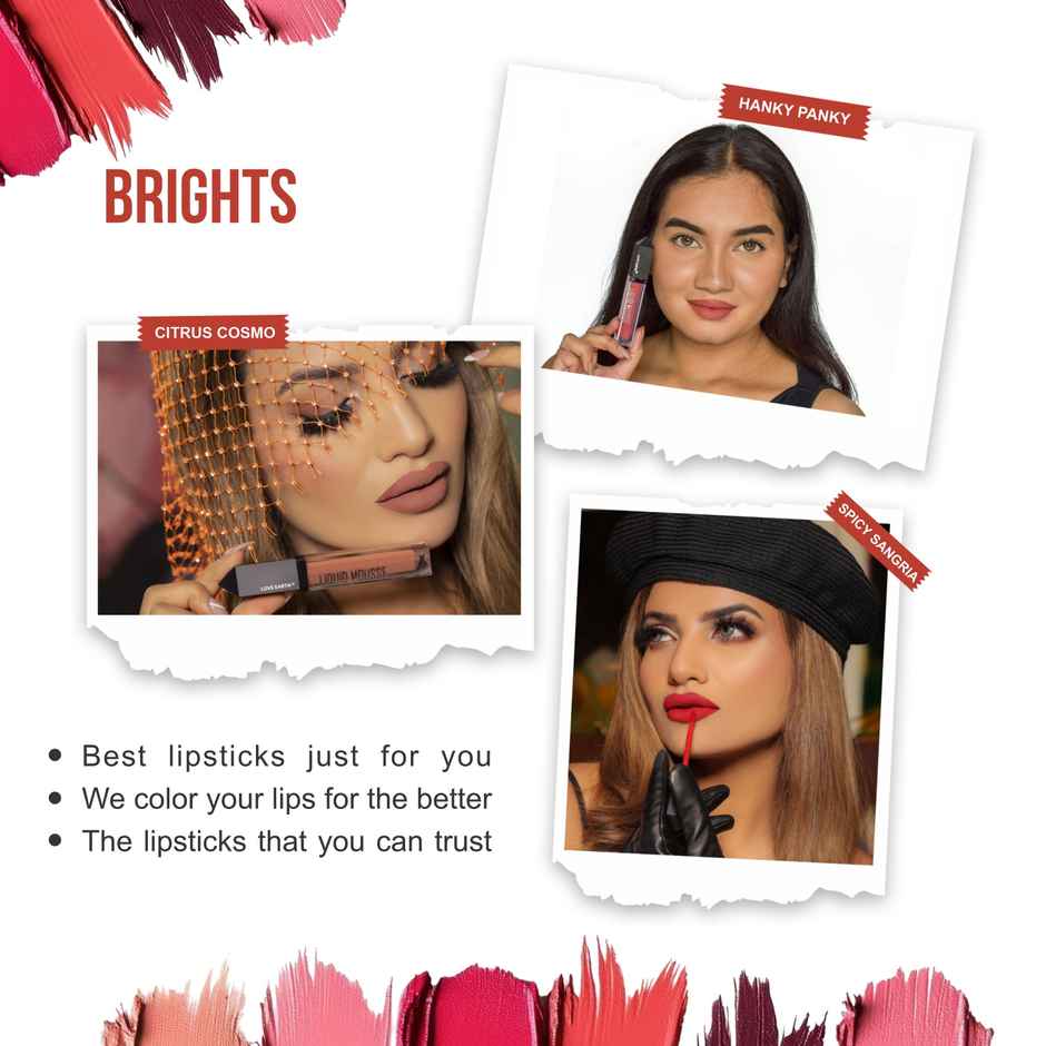 Love Earth Liquid Mousse Matte Lipstick | Brights | Pack of 3
