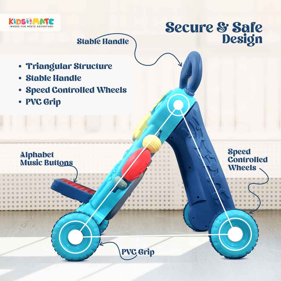 Kidsmate Baby Activity Walker | Push Walker for Babies 6-18 Months | Blue