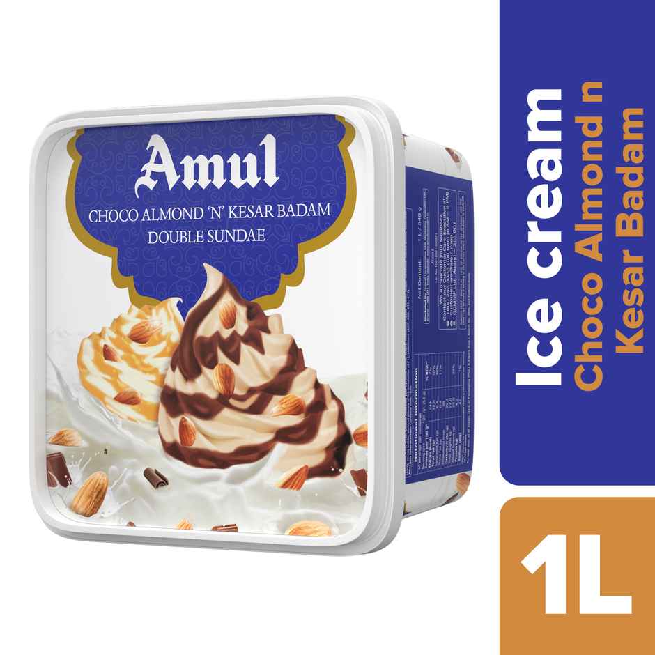 Amul Double Sundae Kesar Badam Icecream Ice Cream Tub