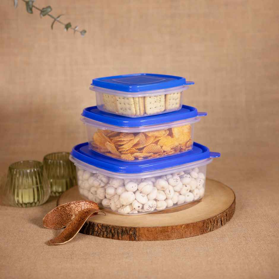 Java Plastic Airtight Food Saver Plastic Set | 3 L, 1.4 L, 600 ml, 3 Pieces | Transparent