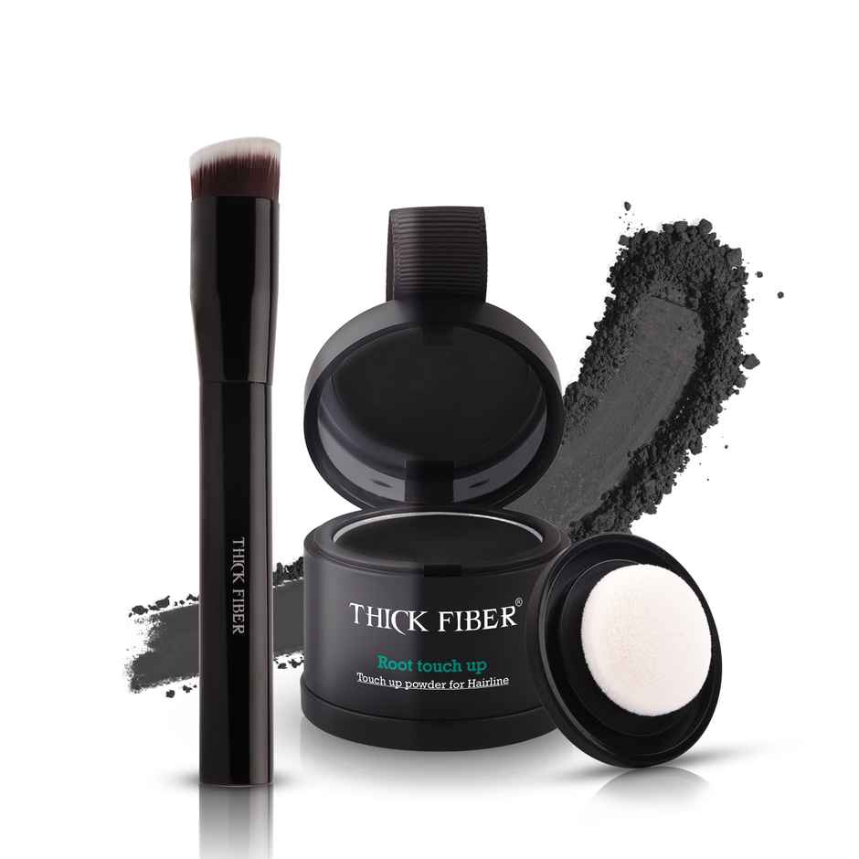 Thick Fiber Root Touch Up Powder With Brush | Black