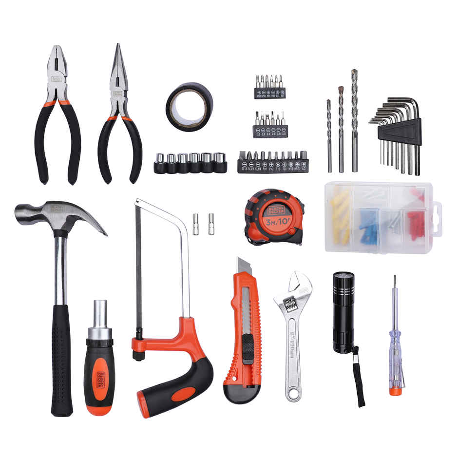 BLACK+DECKER BMT108C Hand Tool Kit for Home & DIY Use, 108-Piece, Orange and Black