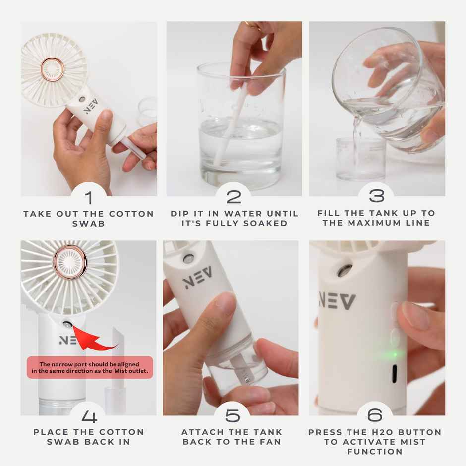 NEV Aero Mist Pro Portable Fan with Mist Function, Handheld and Desktop, 500 mAh