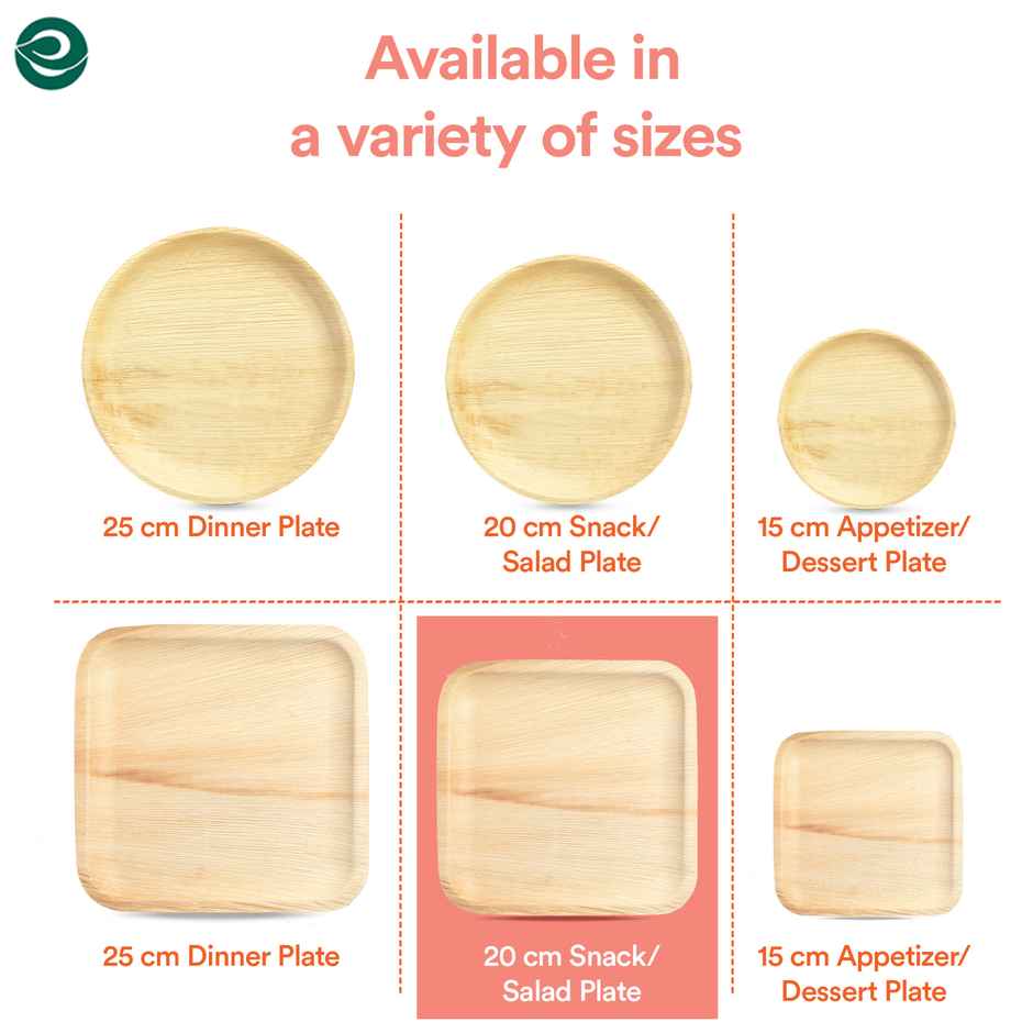 Palm Leaf Plate | Square | 8 inch | 10 Count | Eco Soul
