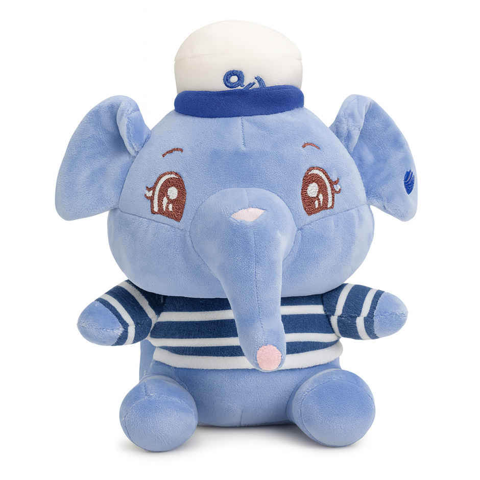 Spanker Sailor Elephant Soft Toy | Cute Plush in Striped Shirt - 23 cm