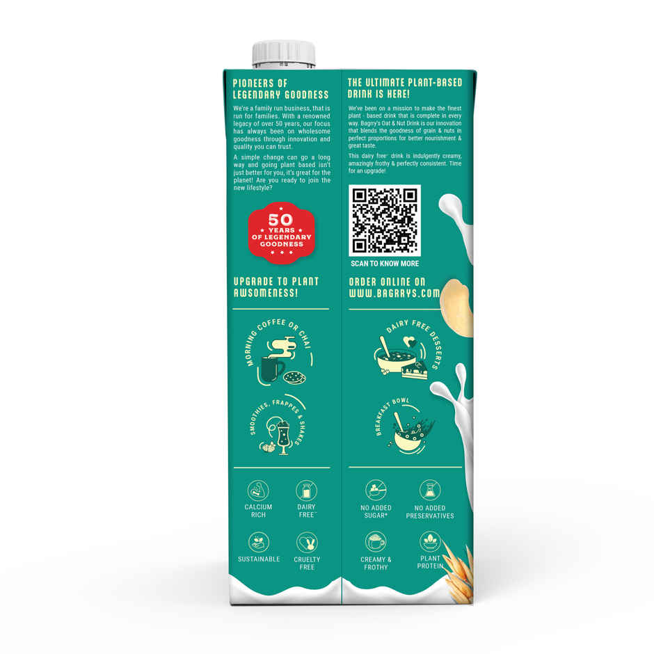 Bagrrys Oats And Nut Drink Vegan No Added Sugar