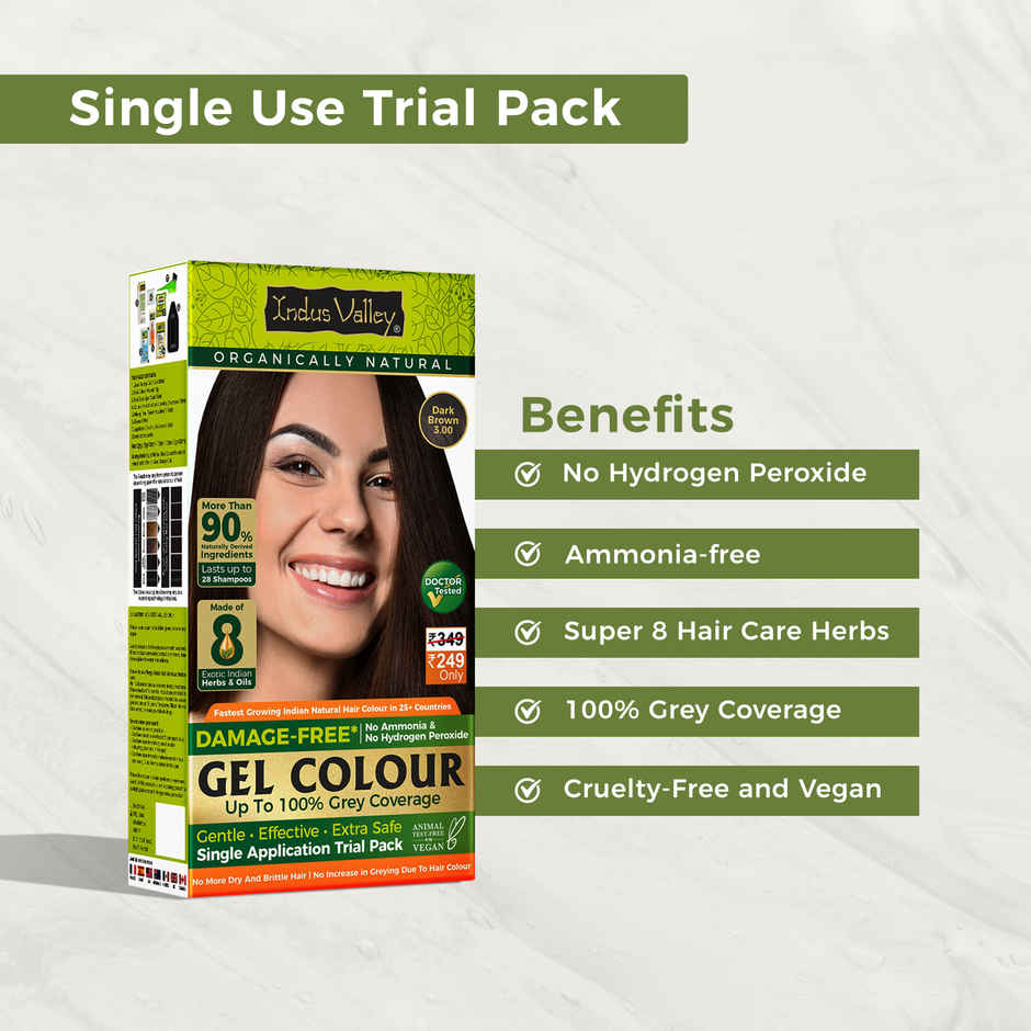 Indus Valley Gel Hair Colour for Women & Men Damage, Ammonia & PPD Free Hair Color | Dark Brown