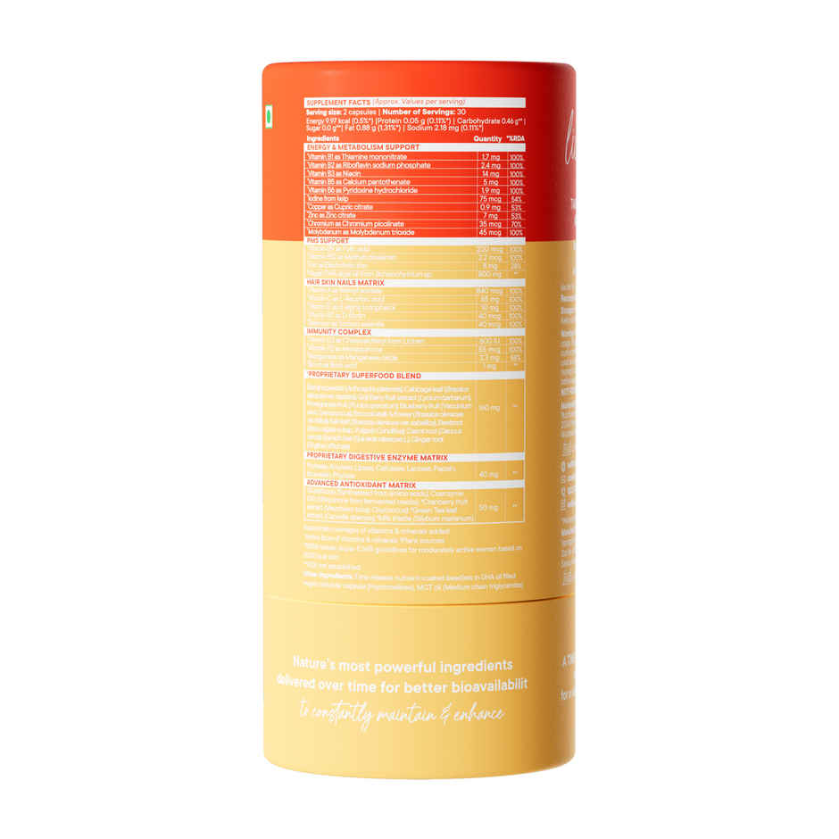 Wellbeing Nutrition Slow Multi + Omega for Her Multivitamin Vegan omega-3 Oil, B-complex