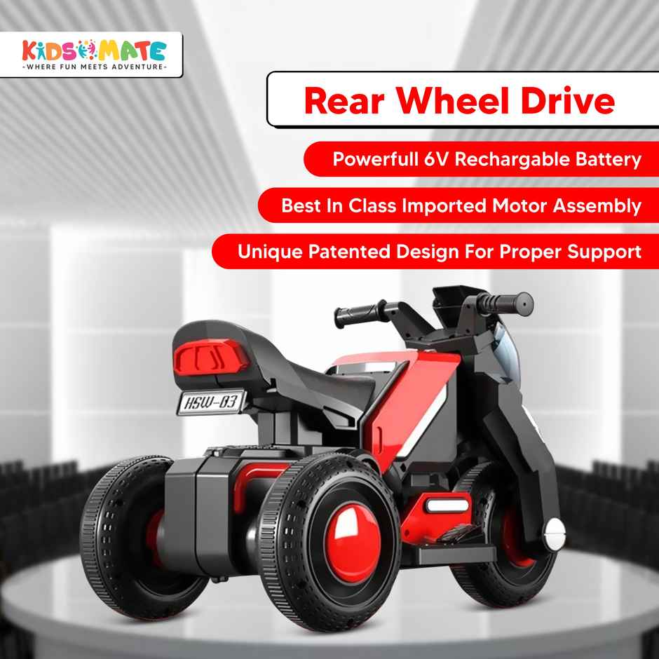 Kidsmate Hyrider 6V Electric Bike with Music & LED for Kids 1-4Y - Red