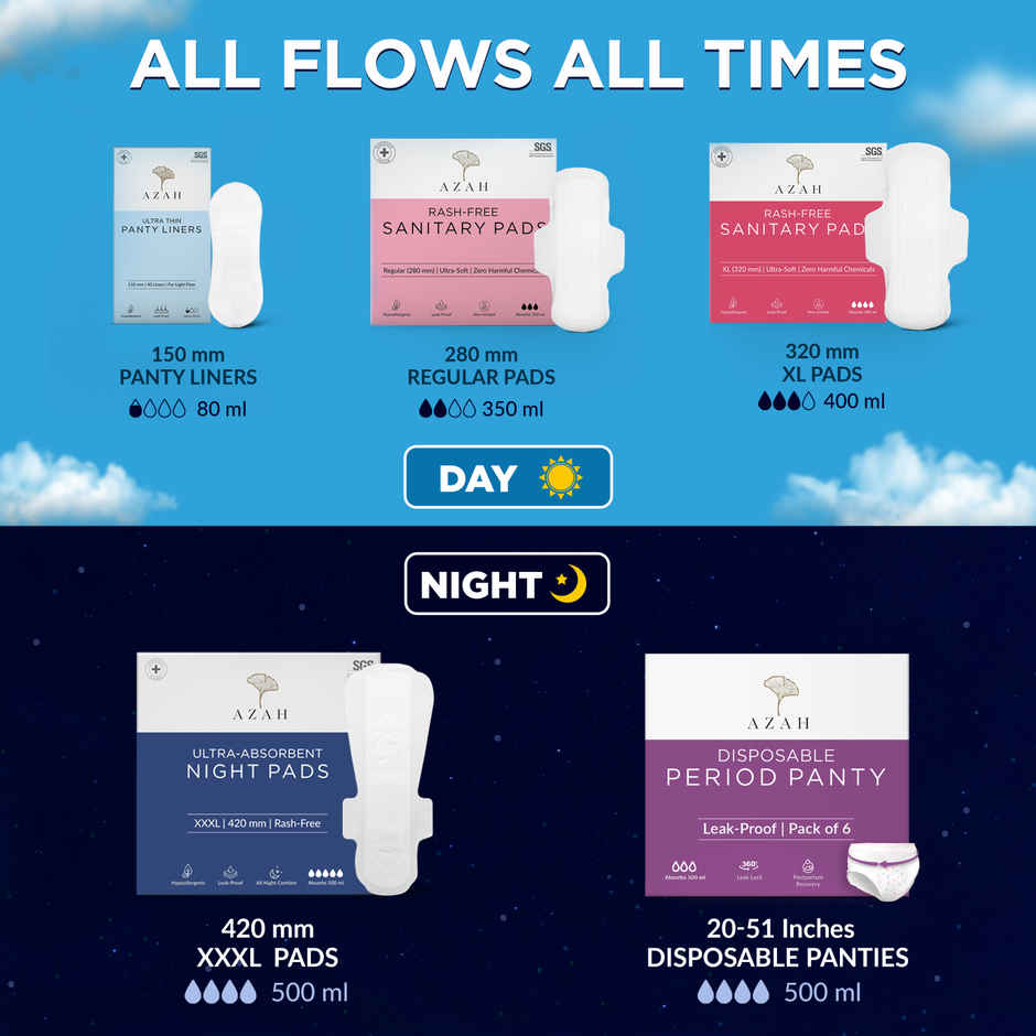  Azah Rash Free Night Sanitary Pads - XXXL