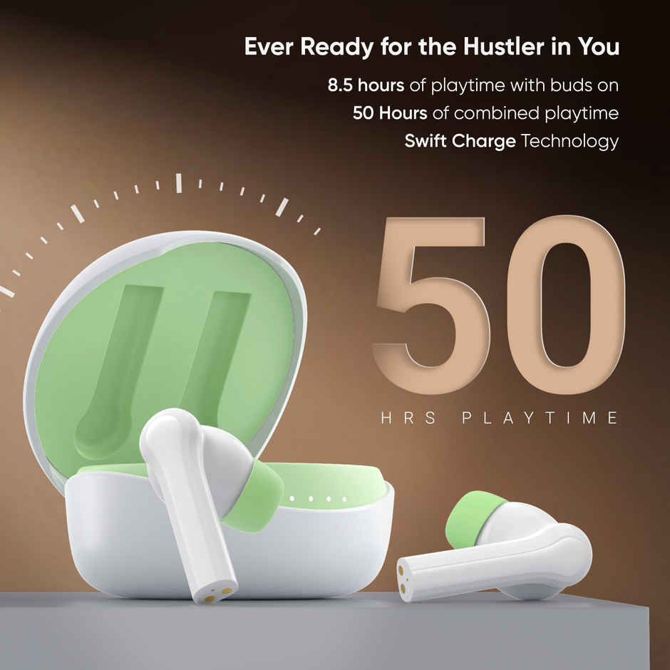 Mivi DuoPods D4 TWS | Rich Bass | 50H Playtime | AI ENC | 13 mm | 5.3 BT | White | True Wireless