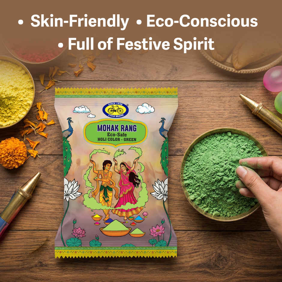 Mohak Rang Eco-Safe Holi Colour Green | Cycle