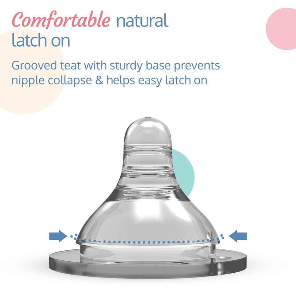 LuvLap Wide Neck Bottle with Anti-Colic Nipple, Soft & Flexible Silicone, 6m+, Fast Flow, BPA Free
