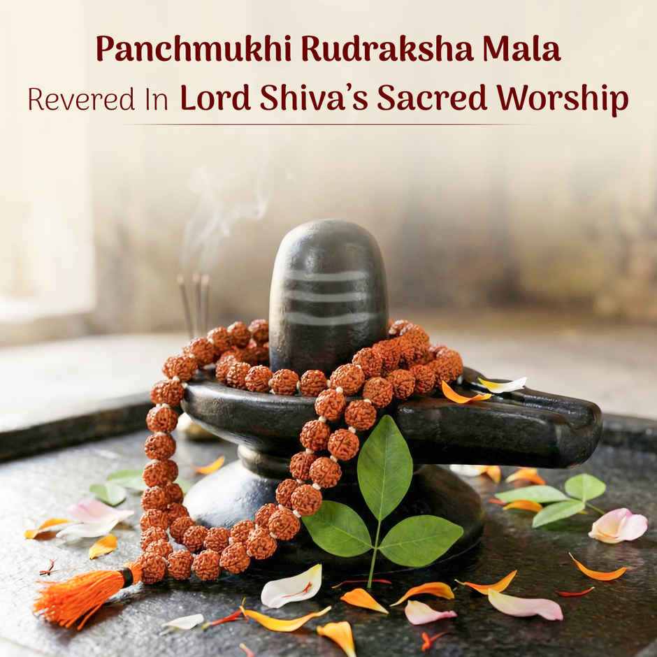 Panchmukhi Rudraksha Japa Mala | 8 mm | 108 Beads | Meditation & Puja | Cycle