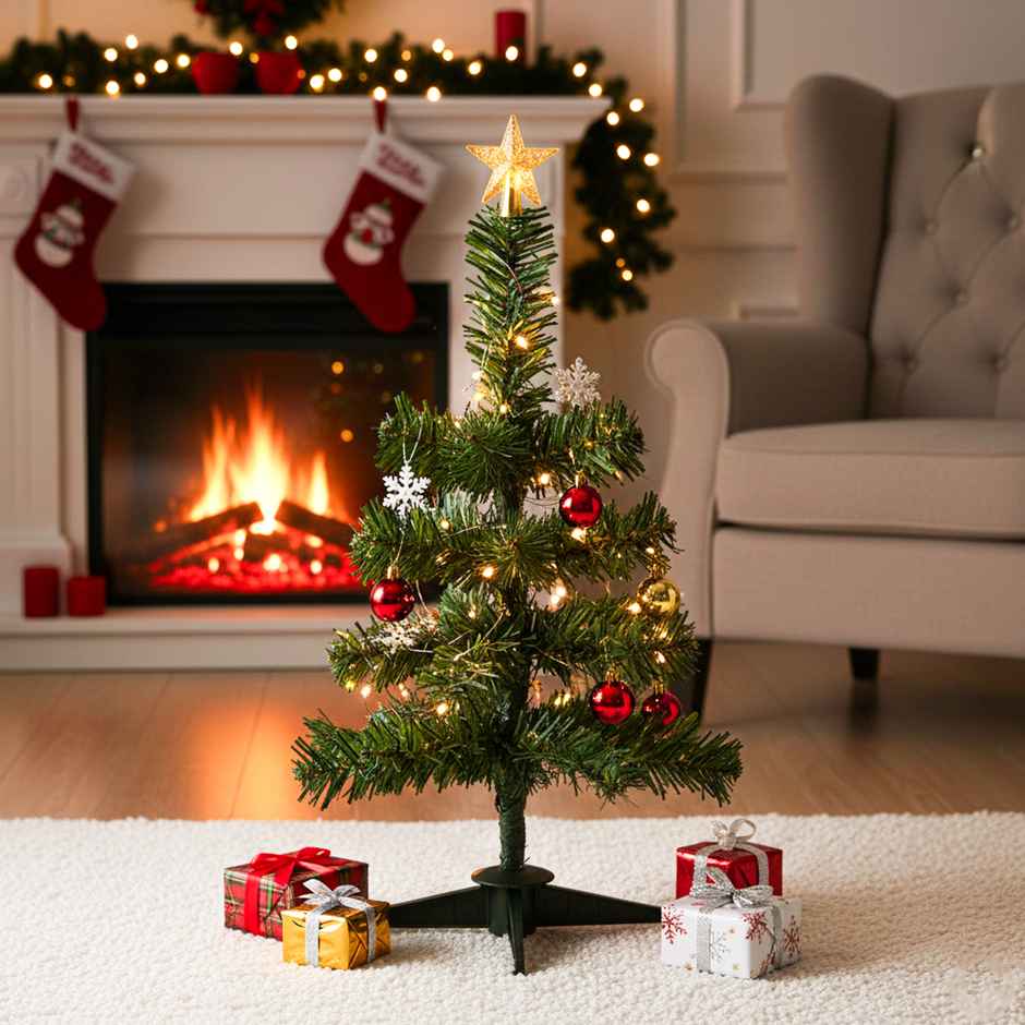 Christmas Tree | 1 ft | with Solid Plastic Base | Christmas Decor | Durable Decor | Party Propz
