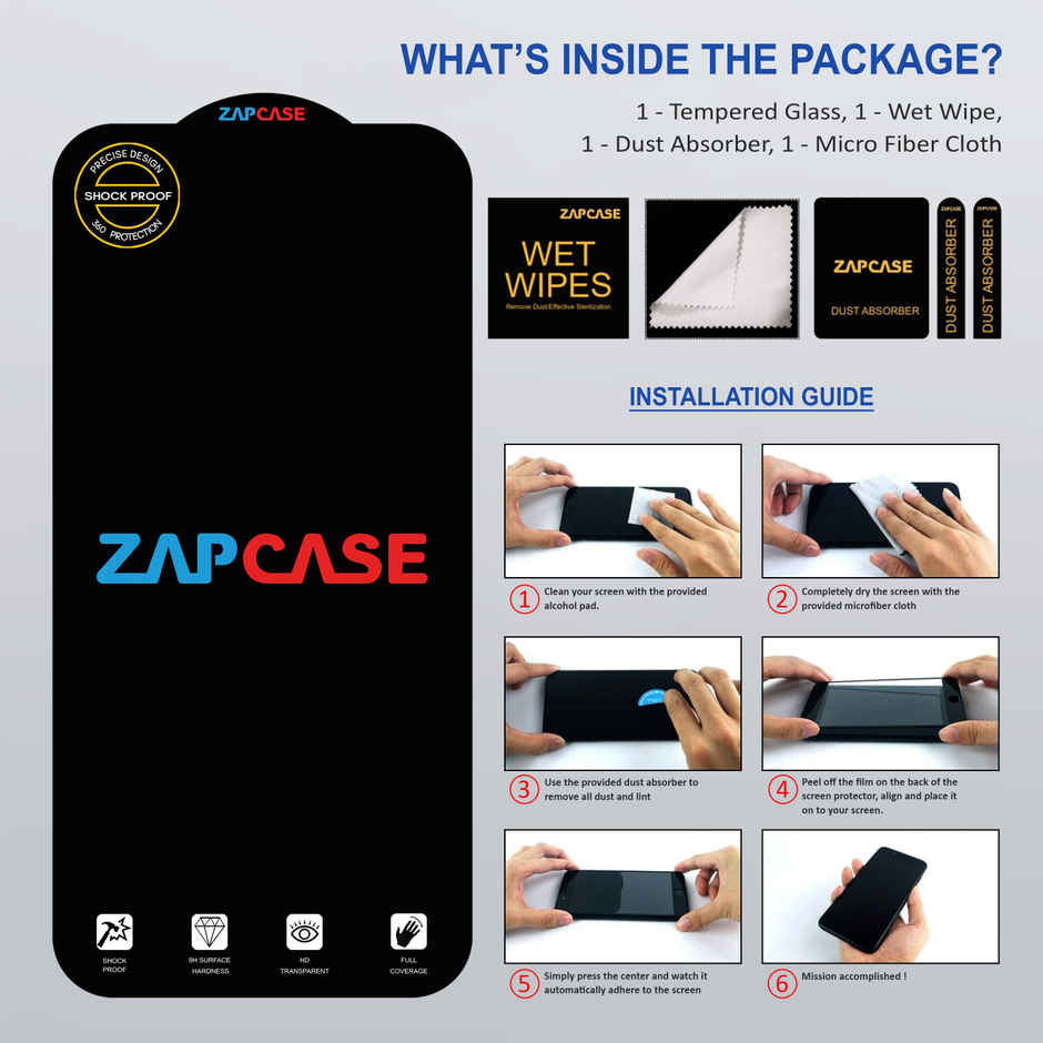 Zapcase Edge To Edge Tempered Glass for iQOO Neo 7 Pro | Clear
