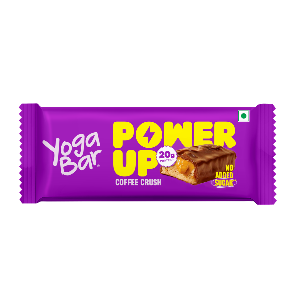 Yoga Bar Power Up 20g Protein Bar Coffee Crush, No Added Sugar, Whey Protein Concentrate, Isolate