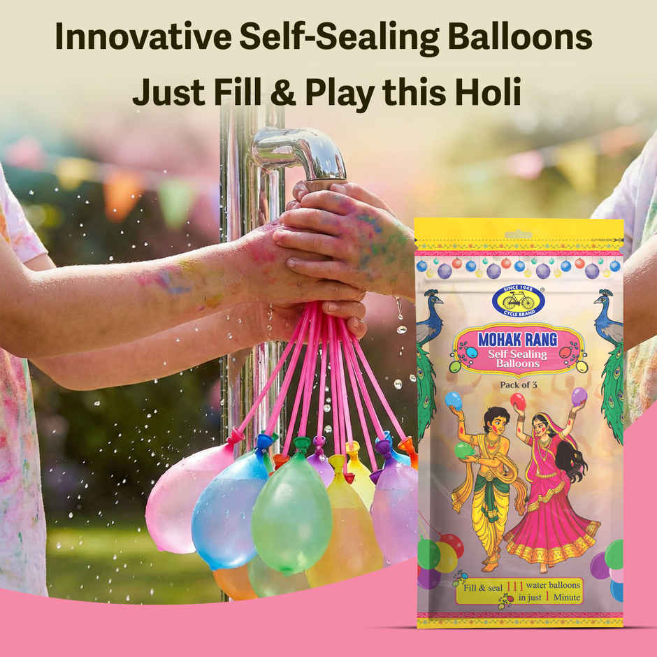 Mohak Rang Holi Self Sealing Water Balloons | Pack of 111 | Cycle