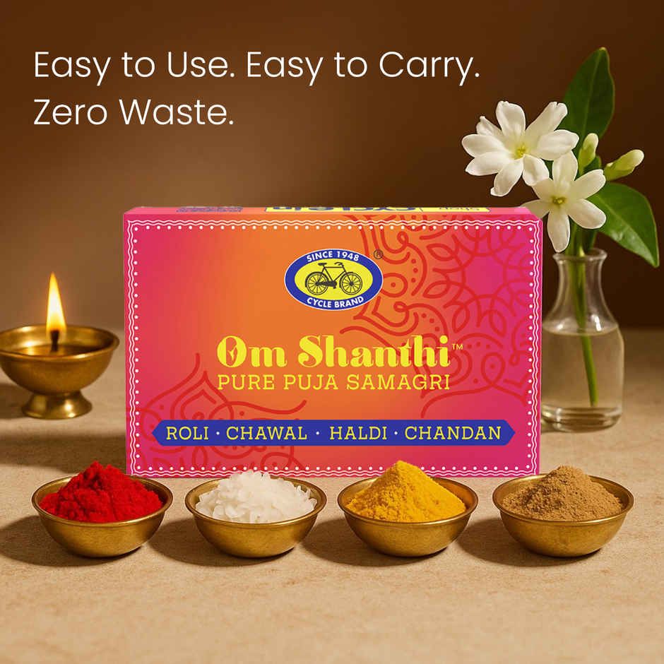 Om Shanthi Roli Chawal Set | Roli | Chawal | Haldi | Chandan | From House of Cycle