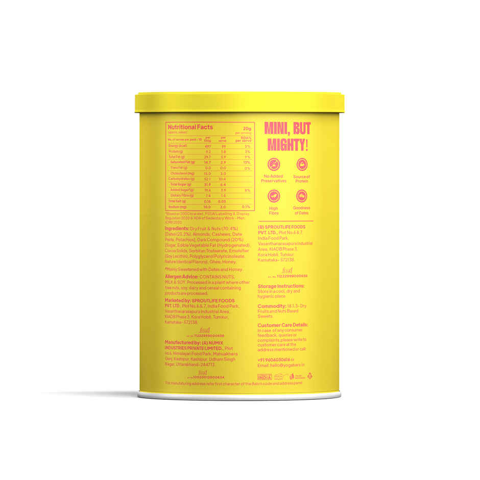 Yoga Bar Protein Date Minis Choco Dip | High Fibre | No Added Preservatives | Dates and Nuts