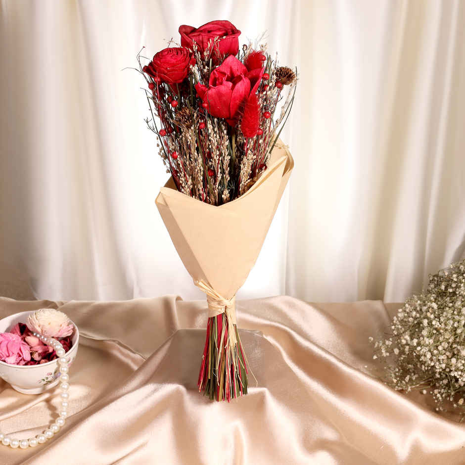 Crimson Romance Natural Dried Flower Bouquet | Eternal Blooms