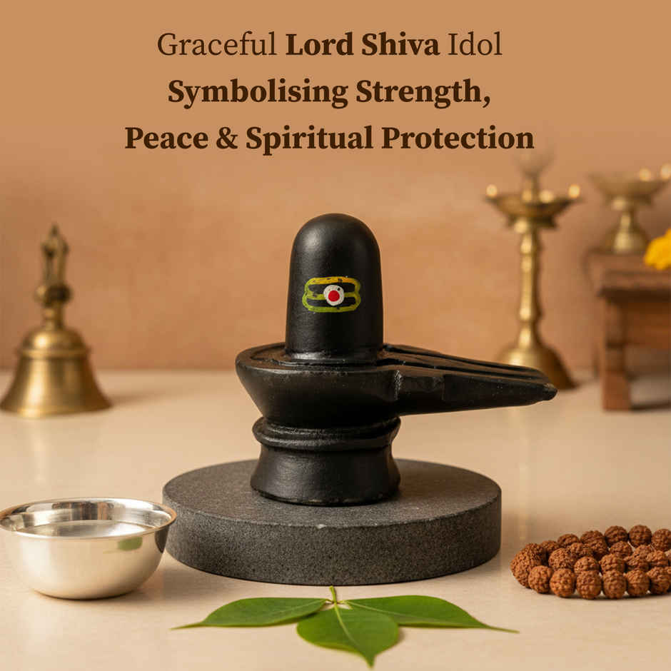 Black Stone Shivling | Mahadev Idol for Home Temple | Cycle