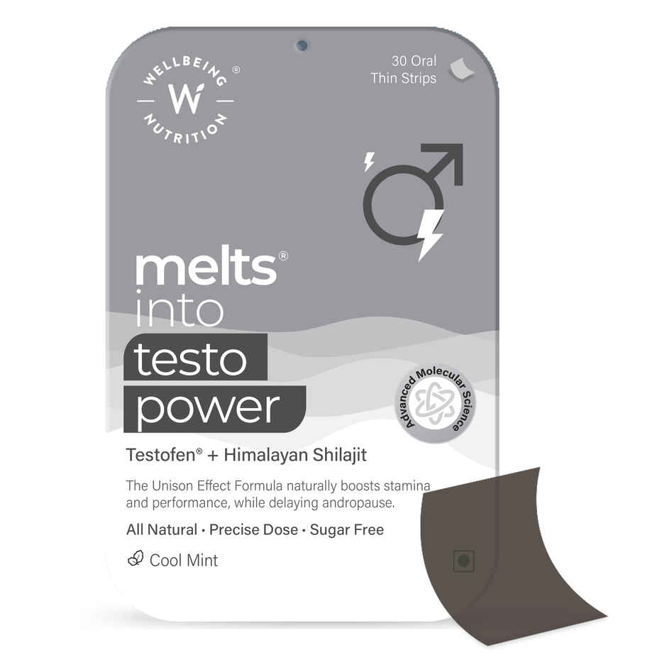 Wellbeing Nutrition Melts Testo Power Testofen, Himalayan Shilajit, Ginkgo Biloba (30 Oral strips)