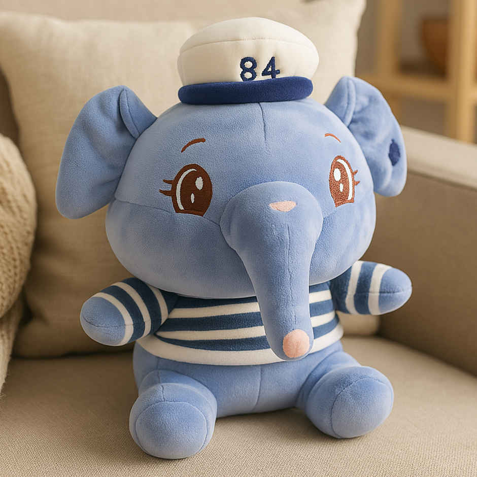 Spanker Sailor Elephant Soft Toy | Cute Plush in Striped Shirt - 23 cm