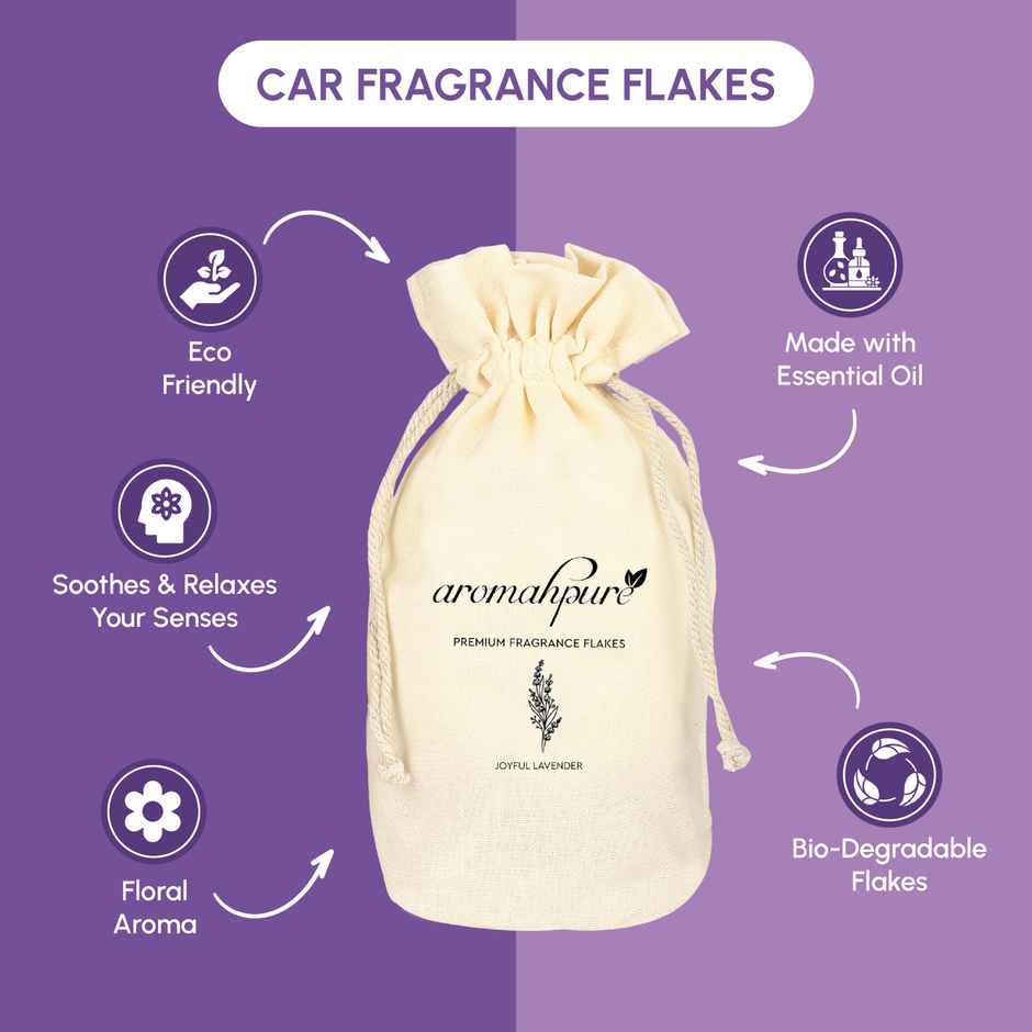 Aromahpure Premium Car Perfume Fragrance Flakes - Joyful Lavender | Last Upto 30 days Combo
