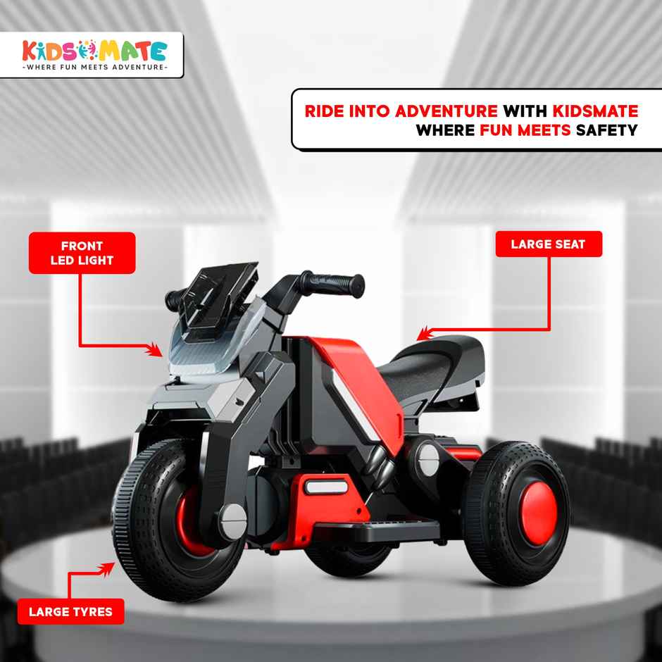 Kidsmate Hyrider 6V Electric Bike with Music & LED for Kids 1-4Y - Red